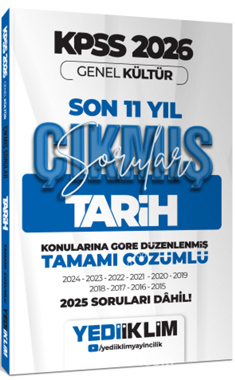 2026 KPSS Genel Kültür Tarih Konularına Göre Tamamı Çözümlü Son 11 Yıl Çıkmış Sorular