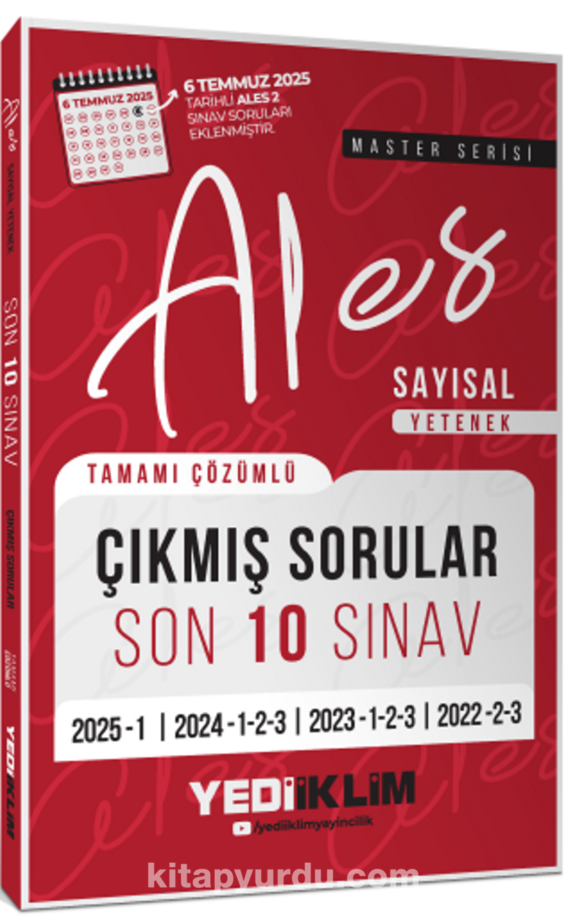 ALES Master Serisi Sayısal Yetenek Tamamı Çözümlü Son 10 Sınav Çıkmış Sorular (6 Temmuz 2025 Ales-2 Ekli)