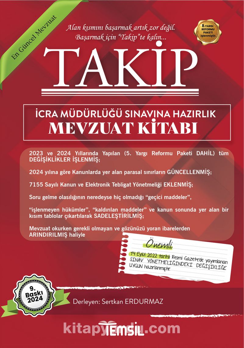 Takip İcra Müdürlüğü Sınavına Hazırlık  Mevzuat Kitabı
