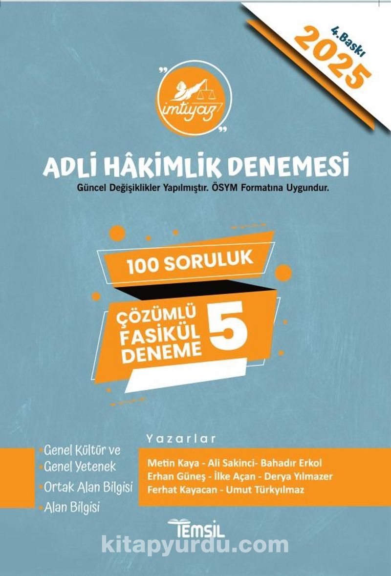 İmtiyaz Adli Hakimlik Sınavı  Çözümlü 5 Deneme 2025