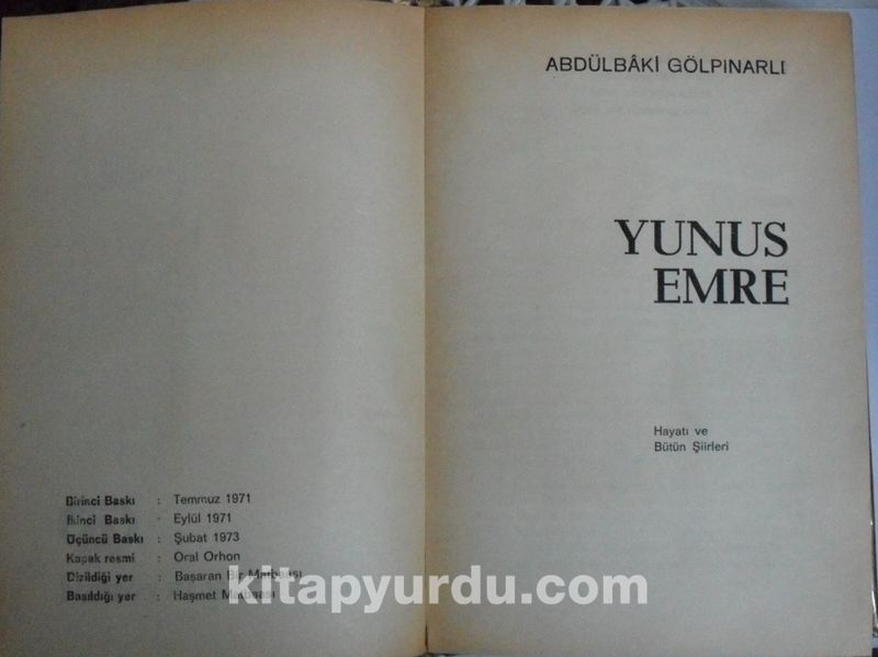 Yunus Emre / Hayatı ve Bütün Şiirleri (Kod: 6-H-24)